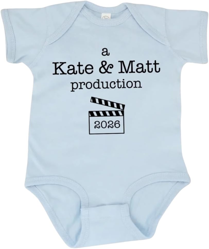 A Mom & Dad Production - Personalized Baby Onesie, Gift For New Parents | Baby Onesie With Custom Parents’ Name, Baby Boy Girl Funny Romper Infant Bodysuit 0-18 Months, Made in USA Custom Baby Romper