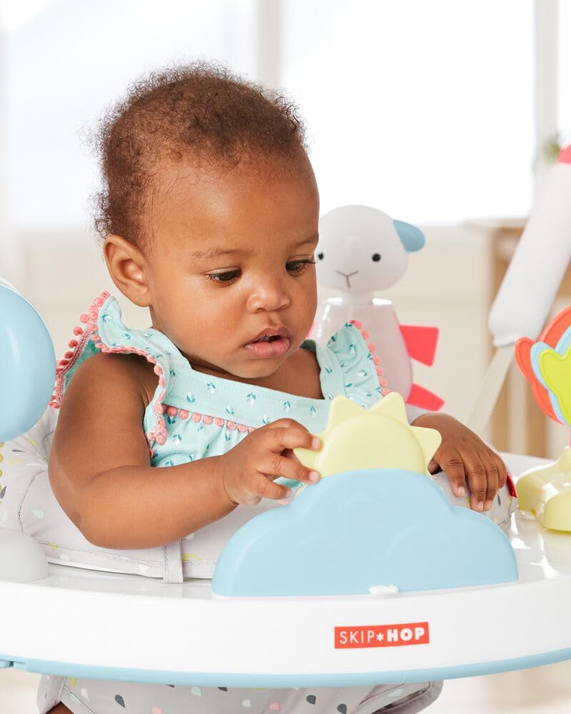 Skip Hop 2-in-1 Baby Activity Center with 20+ Developmental Activities Light-up Musical Piano for Tummy Time Play 4 Clip-on & Moveable Toys and 360-degree Rotating Seat Seascape Age 4m+