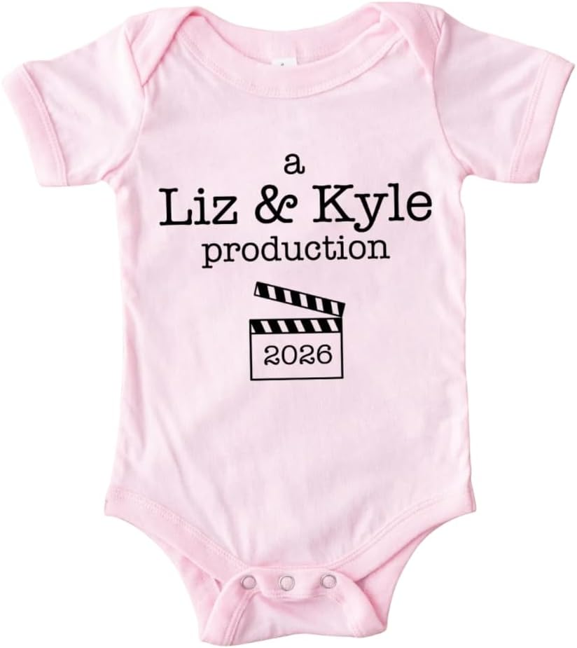 A Mom & Dad Production - Personalized Baby Onesie, Gift For New Parents | Baby Onesie With Custom Parents’ Name, Baby Boy Girl Funny Romper Infant Bodysuit 0-18 Months, Made in USA Custom Baby Romper