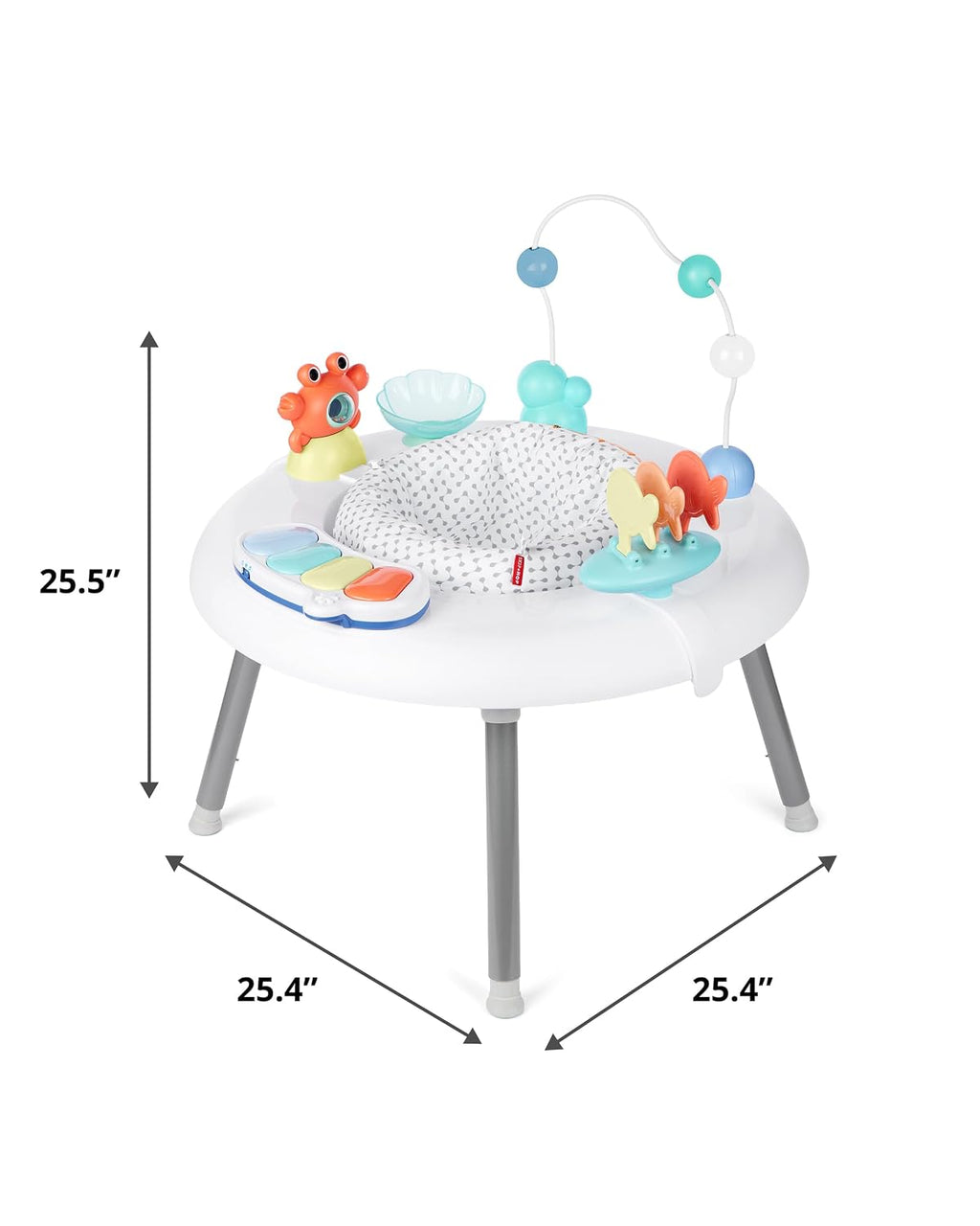Skip Hop 2-in-1 Baby Activity Center with 20+ Developmental Activities Light-up Musical Piano for Tummy Time Play 4 Clip-on & Moveable Toys and 360-degree Rotating Seat Seascape Age 4m+