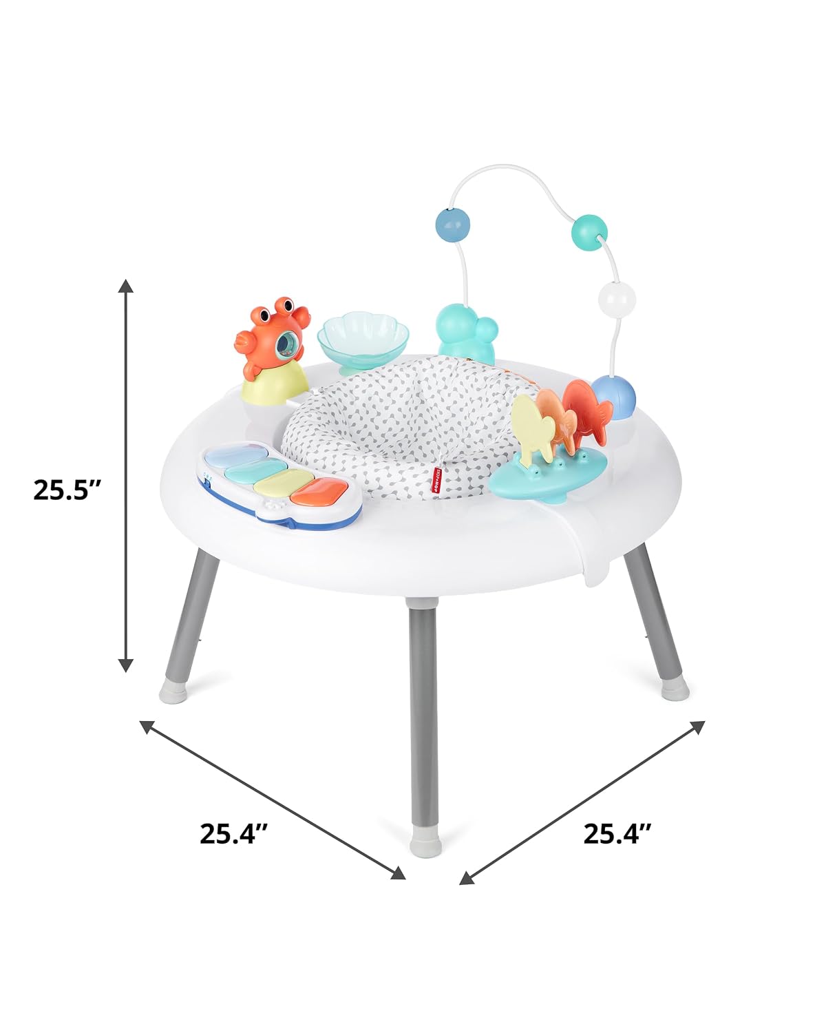 Skip Hop 2-in-1 Baby Activity Center with 20+ Developmental Activities Light-up Musical Piano for Tummy Time Play 4 Clip-on & Moveable Toys and 360-degree Rotating Seat Seascape Age 4m+