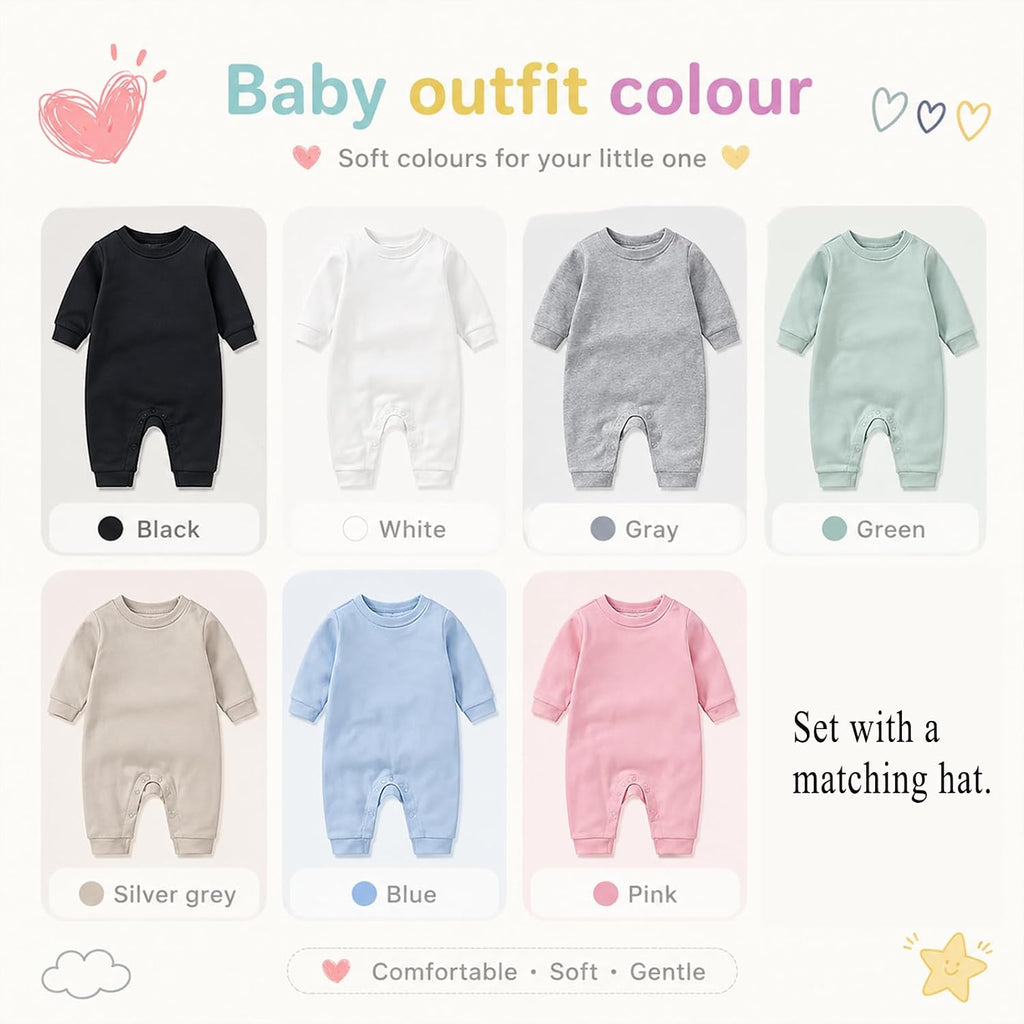 Custom Name Baby Romper Bodysuit Set Personalized Embroidery Newborn Coming Home Outfit with Hat, Soft Cotton Infant Sleepwear for Baby Shower Pregnancy Reveal