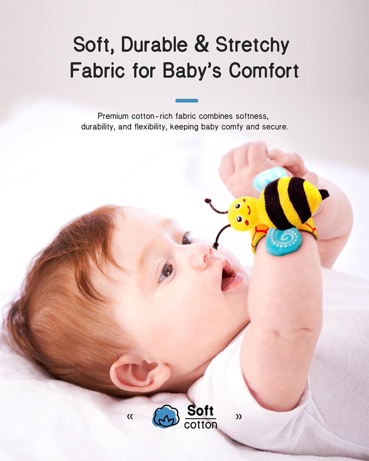 Infinno Wrist Rattles and Foot Finder Socks Set, Baby Toys for 0-12 Months | Soft crinkle textures, encourages reaching and kicking, garden bug characters, newborn shower gift, boys and girls