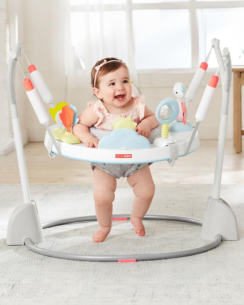 Skip Hop 2-in-1 Baby Activity Center with 20+ Developmental Activities Light-up Musical Piano for Tummy Time Play 4 Clip-on & Moveable Toys and 360-degree Rotating Seat Seascape Age 4m+