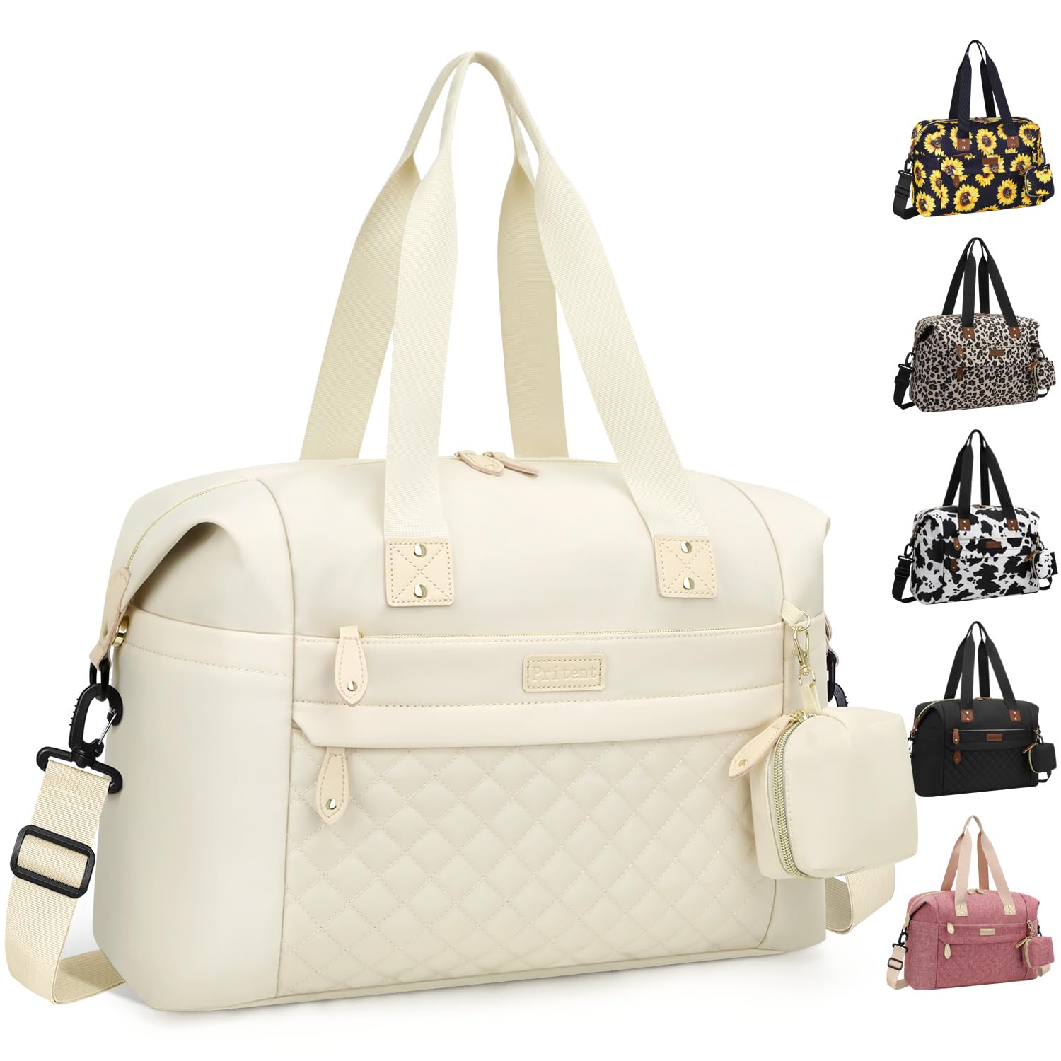 Pritent Diaper Bag Tote Waterproof Maternity Baby Bags with Pacifier Case | M-Black,Removable Shoulder Strap, Stroller Clips,Insulated Pocket,for Mom & Dad, Travel, Maternity, Labor and Delivery