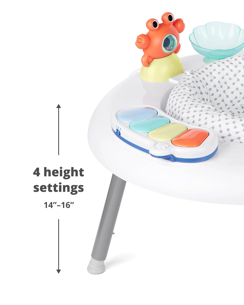 Skip Hop 2-in-1 Baby Activity Center with 20+ Developmental Activities Light-up Musical Piano for Tummy Time Play 4 Clip-on & Moveable Toys and 360-degree Rotating Seat Seascape Age 4m+
