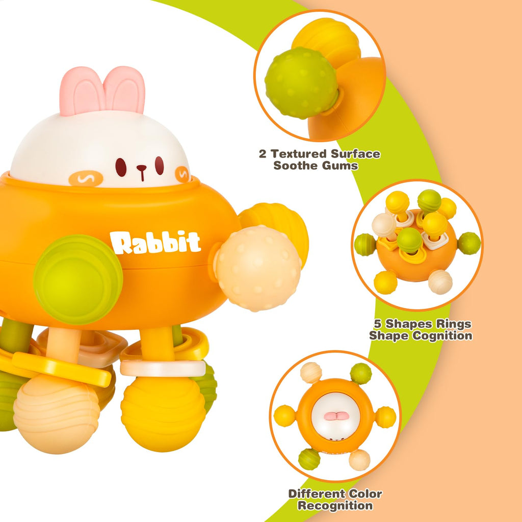 Baby Montessori Sensory Teething Toy 0-6 6-12 Months, Teether Ball & Rattle | 12 Textured Silicone Teething Ball, BPA Free, Easy to Hold, Infant Developmental Toys for 3 6 9 12 Months, Newborn Gifts