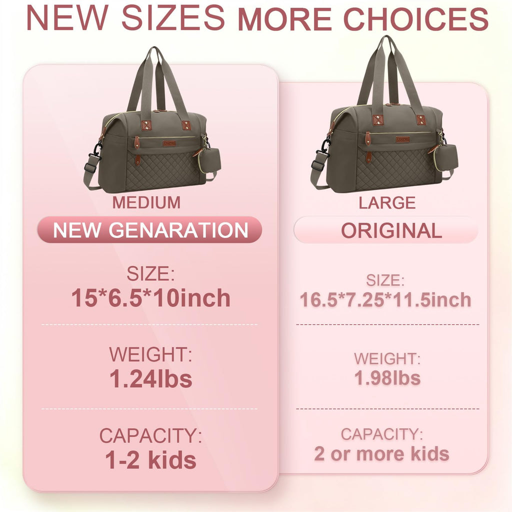 Pritent Diaper Bag Tote Waterproof Maternity Baby Bags with Pacifier Case | M-Black,Removable Shoulder Strap, Stroller Clips,Insulated Pocket,for Mom & Dad, Travel, Maternity, Labor and Delivery