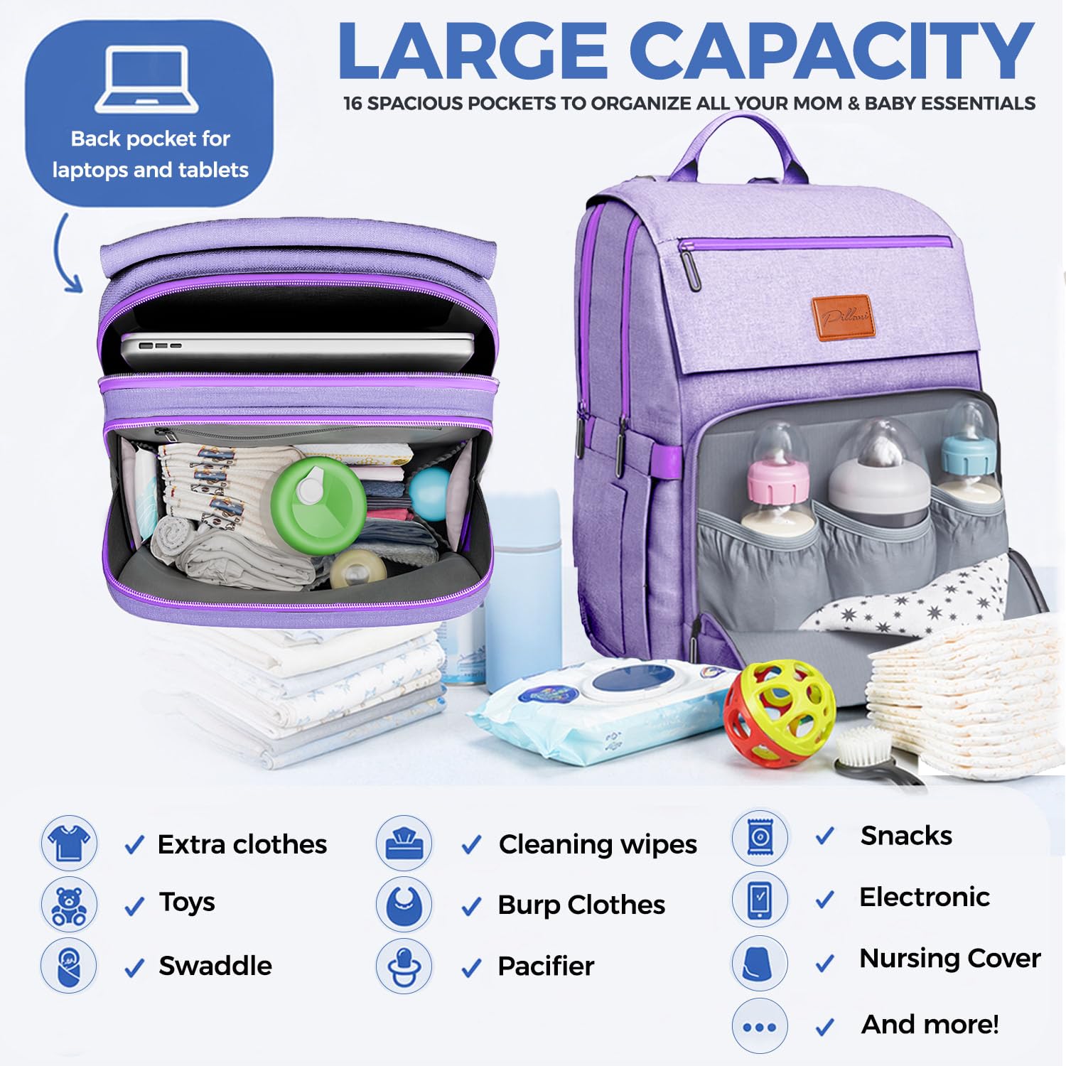 Baby Diaper Bag Backpack - Baby Bag for Girls & Boys, Large Waterproof Diaper Backpack - Baby Shower Gifts for Boys & Registry Must Haves - Travel Diaper Bags with Changing Pad - Newborn Stuff