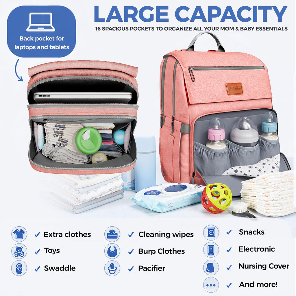 Baby Diaper Bag Backpack - Baby Bag for Girls & Boys, Large Waterproof Diaper Backpack - Baby Shower Gifts for Boys & Registry Must Haves - Travel Diaper Bags with Changing Pad - Newborn Stuff
