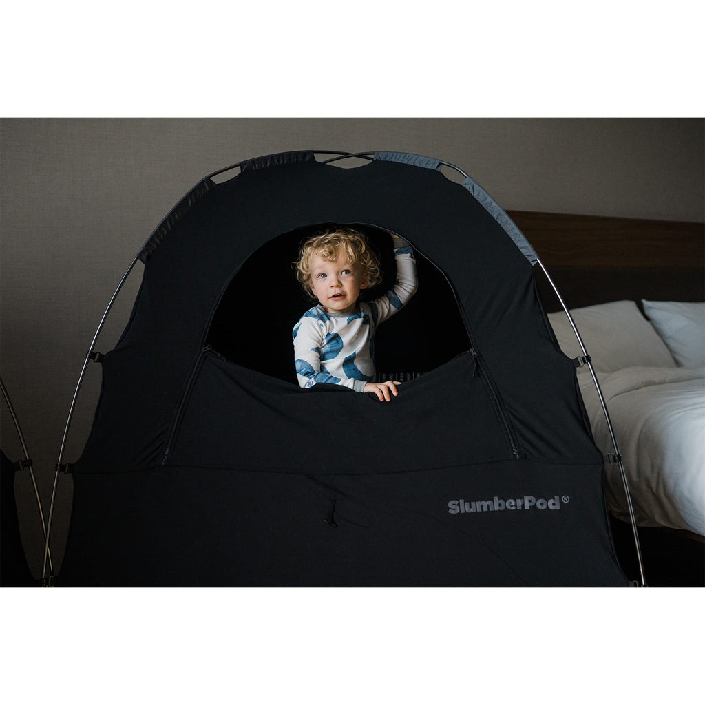 SlumberPod The Original Blackout Sleep Tent for Pack N Play & Mini Crib | Sleep Pod for Babies & Toddlers, Blocks 99% Light, Includes Monitor & Fan Pouches, Bottomless, Shark Tank Featured, Black