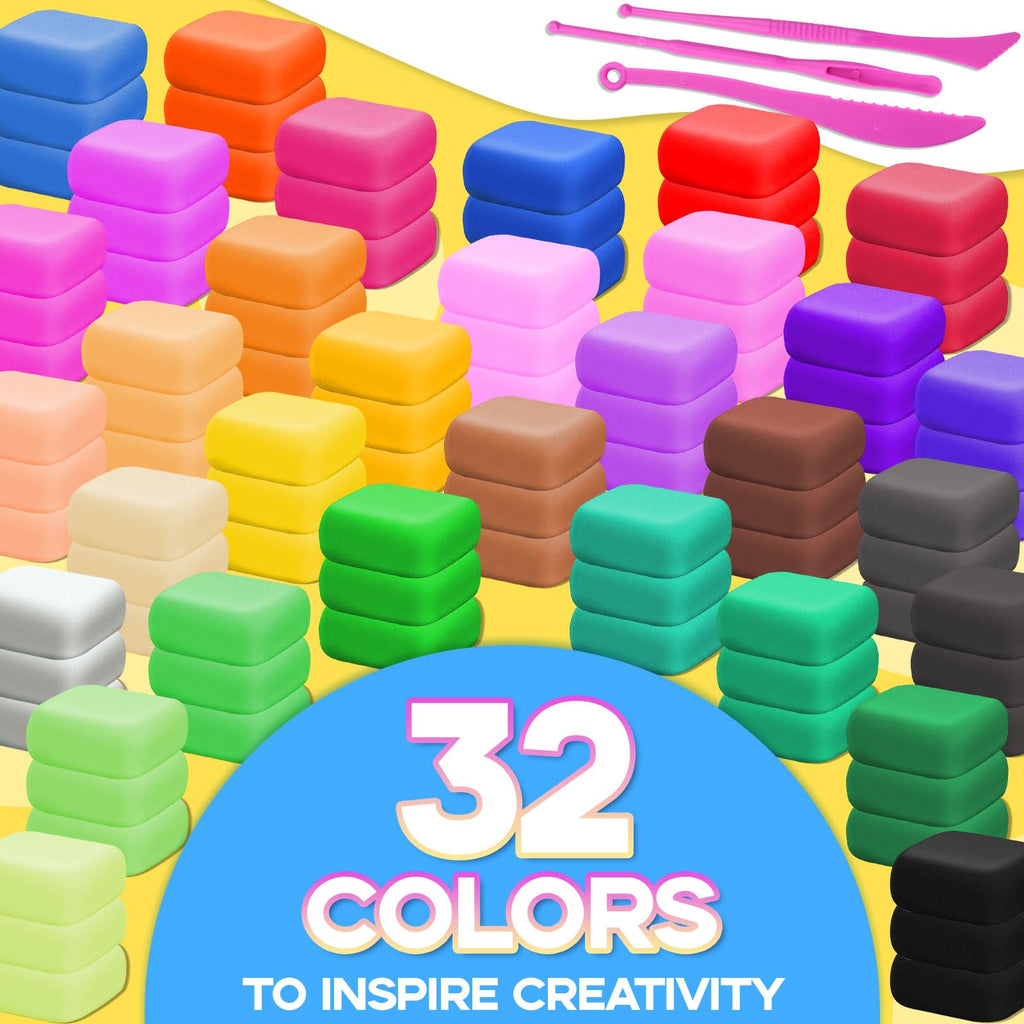 MuseLuxe Air Dry Clay - 32 Colors Modeling Clay Kit with 3 Sculpting Tools | Safe & Non-Toxic,Crafts DIY Magic Gifts Toys for Boys,Girls,Kids
