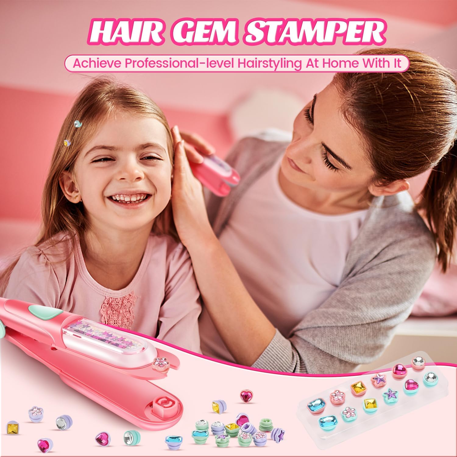 Hair Gem Stamper Kit, Birthday Gifts Toys for Girls Ages 3 4 5 6 8-12