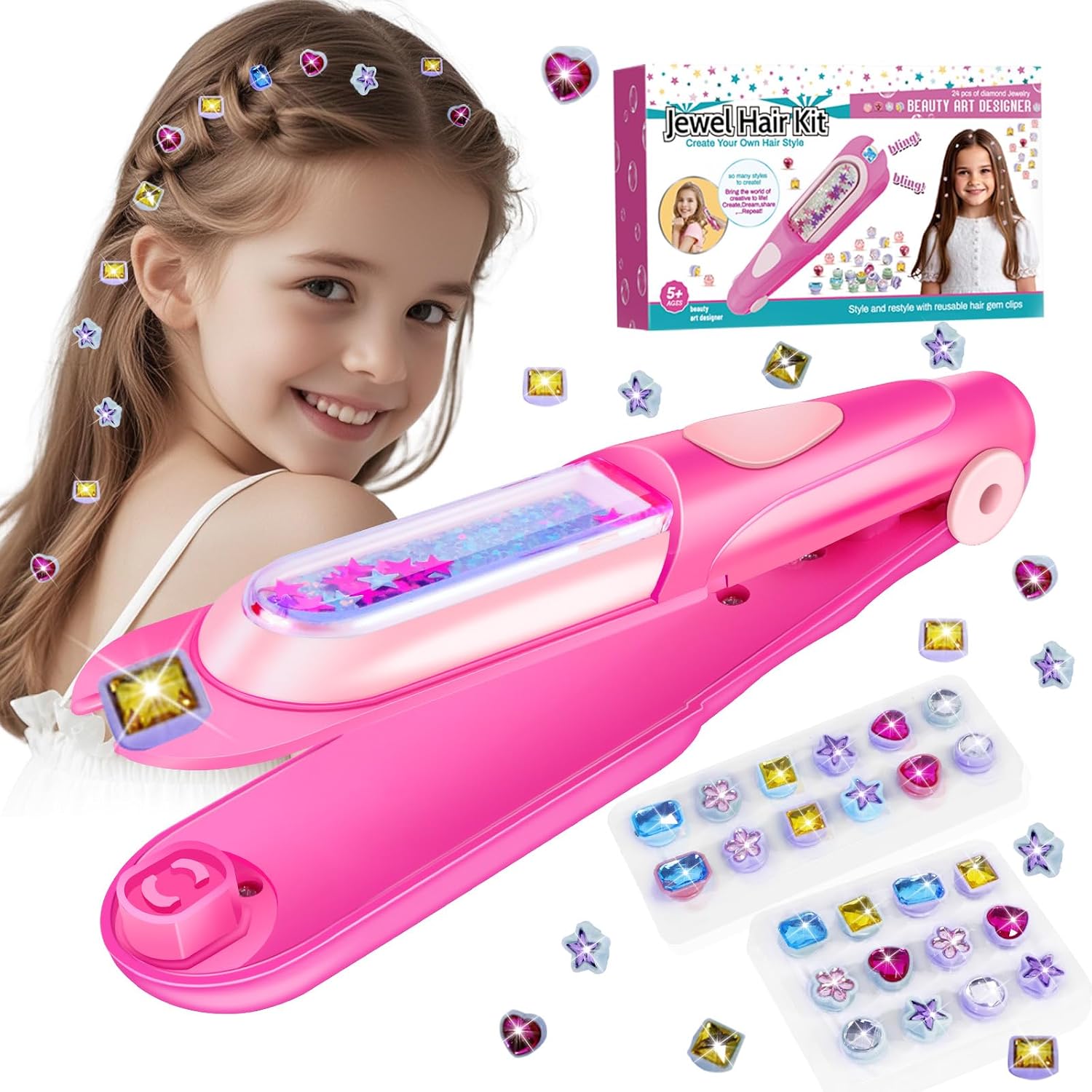 Hair Gem Stamper Kit, Birthday Gifts Toys for Girls Ages 3 4 5 6 8-12