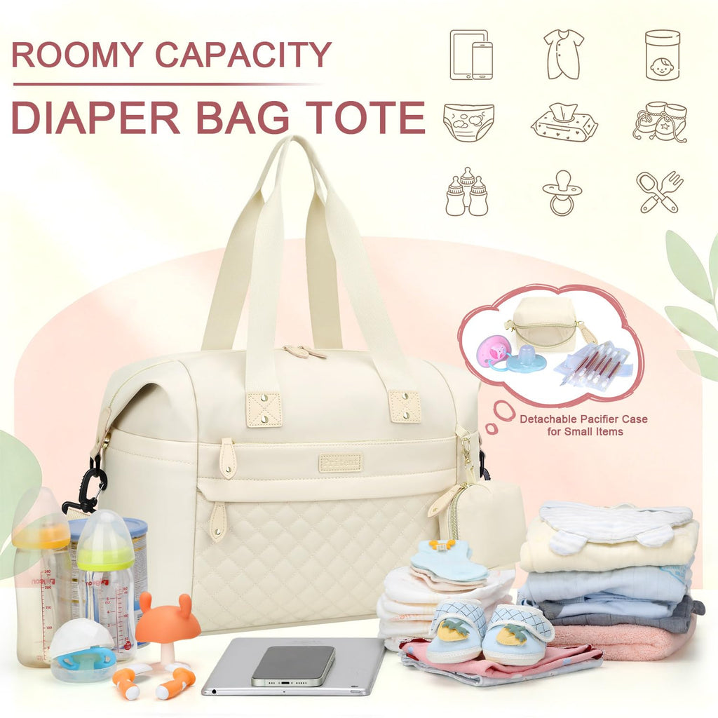 Pritent Diaper Bag Tote Waterproof Maternity Baby Bags with Pacifier Case | M-Black,Removable Shoulder Strap, Stroller Clips,Insulated Pocket,for Mom & Dad, Travel, Maternity, Labor and Delivery