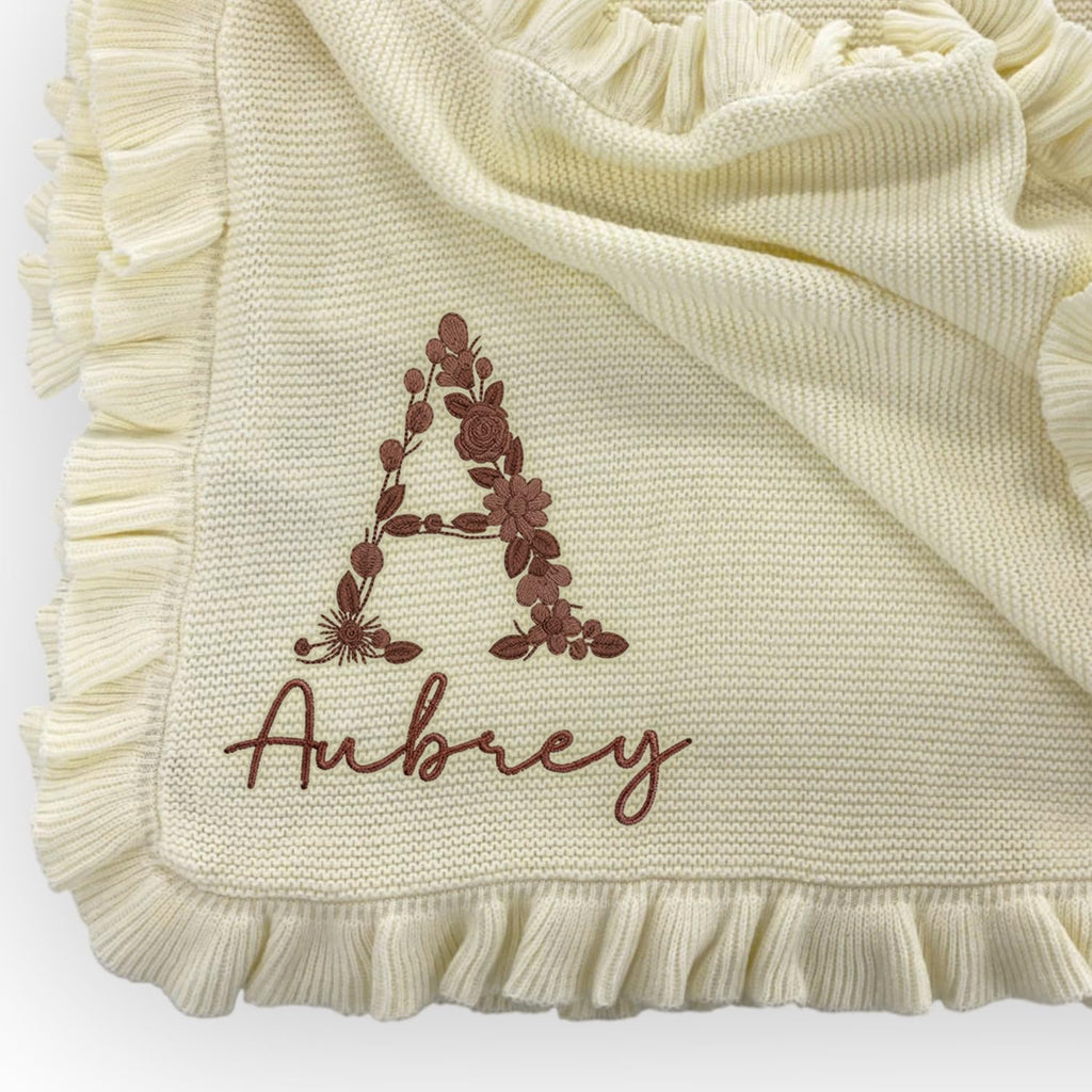 Luxury Personalized Name Baby Blanket, Hand-Embroidered Name Baby Blanket, Soft Breathable Cotton Knit Kids Blankets, Newborn Kid Gift, New Mom Gifts, Newborn Kids Girl & Boy Gift 10