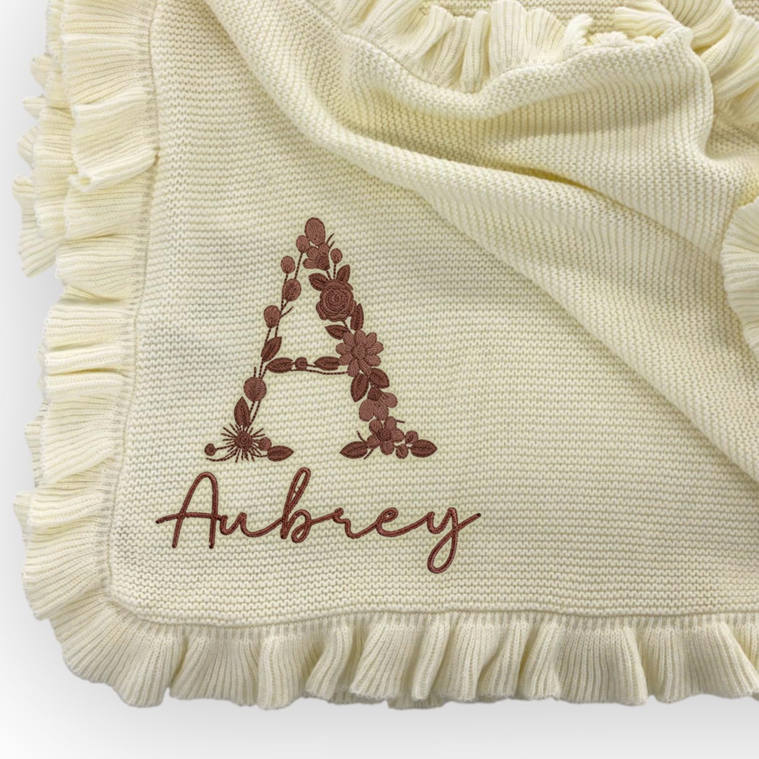 Luxury Personalized Name Baby Blanket, Hand-Embroidered Name Baby Blanket, Soft Breathable Cotton Knit Kids Blankets, Newborn Kid Gift, New Mom Gifts, Newborn Kids Girl & Boy Gift 10