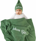 Personalized Baby Blanket with Name, GOTS Organic Custom Baby Blanket | Customized in the USA, 30 x 40 in Soft Lightweight Cotton Knit Receiving Blanket Newborn Baby Gift for Boy and Girl