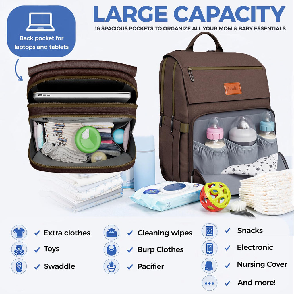Baby Diaper Bag Backpack - Baby Bag for Girls & Boys, Large Waterproof Diaper Backpack - Baby Shower Gifts for Boys & Registry Must Haves - Travel Diaper Bags with Changing Pad - Newborn Stuff