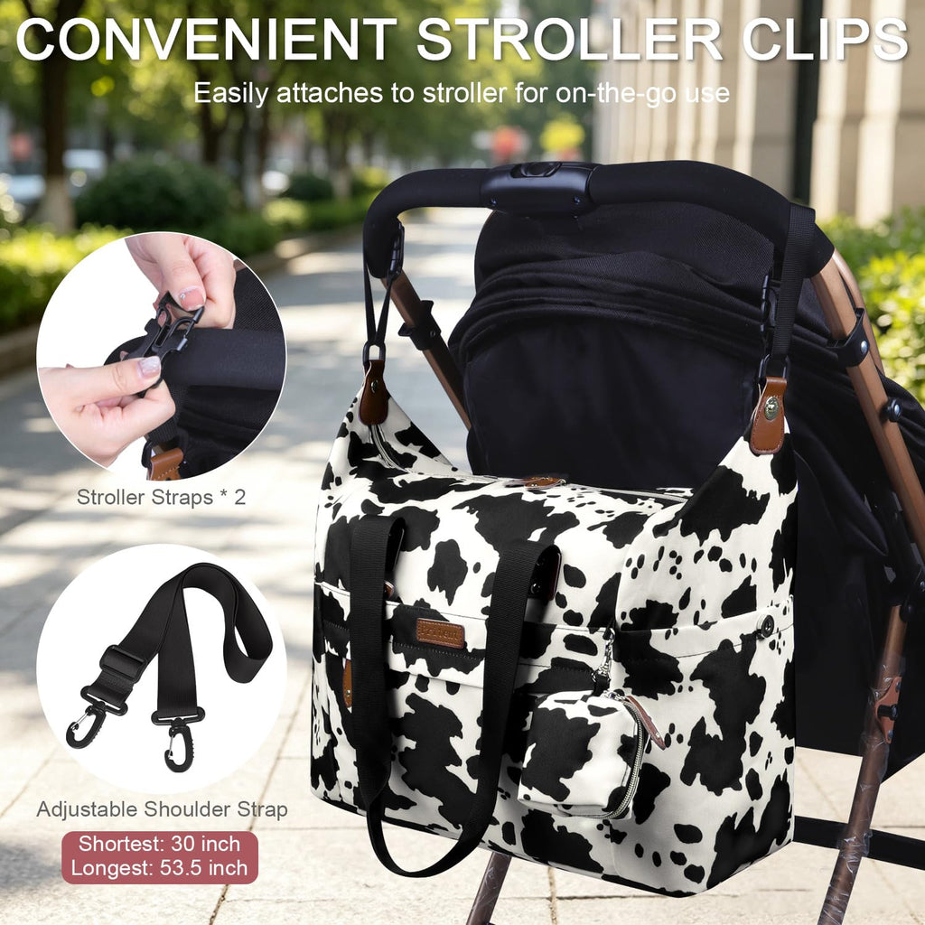 Pritent Diaper Bag Tote Waterproof Maternity Baby Bags with Pacifier Case | M-Black,Removable Shoulder Strap, Stroller Clips,Insulated Pocket,for Mom & Dad, Travel, Maternity, Labor and Delivery