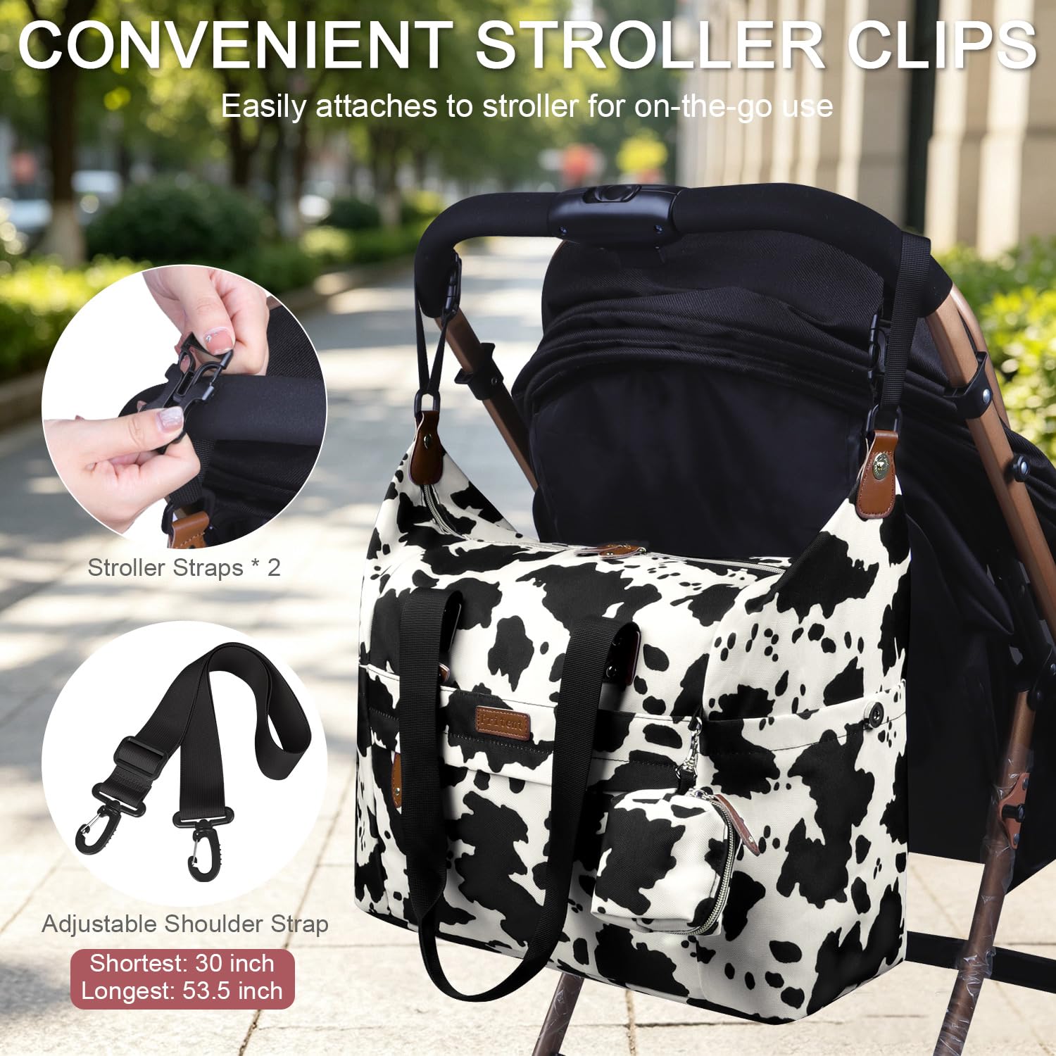 Pritent Diaper Bag Tote Waterproof Maternity Baby Bags with Pacifier Case | M-Black,Removable Shoulder Strap, Stroller Clips,Insulated Pocket,for Mom & Dad, Travel, Maternity, Labor and Delivery