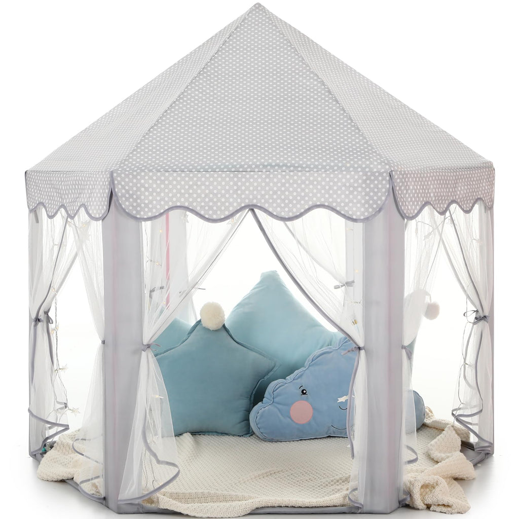 Princess Tent Girls Large Playhouse Kids Castle Play Tent with Star Lights Toy for Children Indoor and Outdoor Games, 55'' x 53'' (DxH)