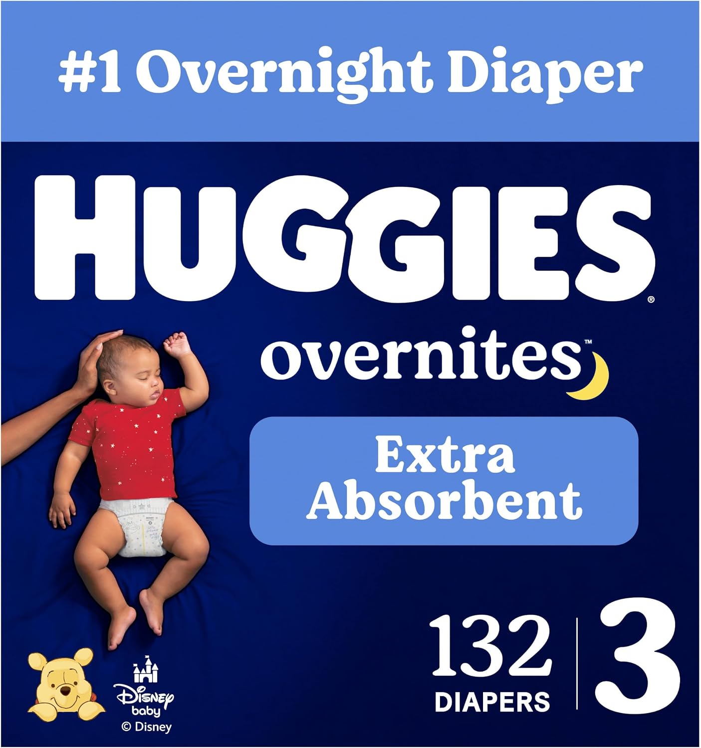 Huggies Overnites Diapers Size 3, 132 Count (2 Packs of 66)