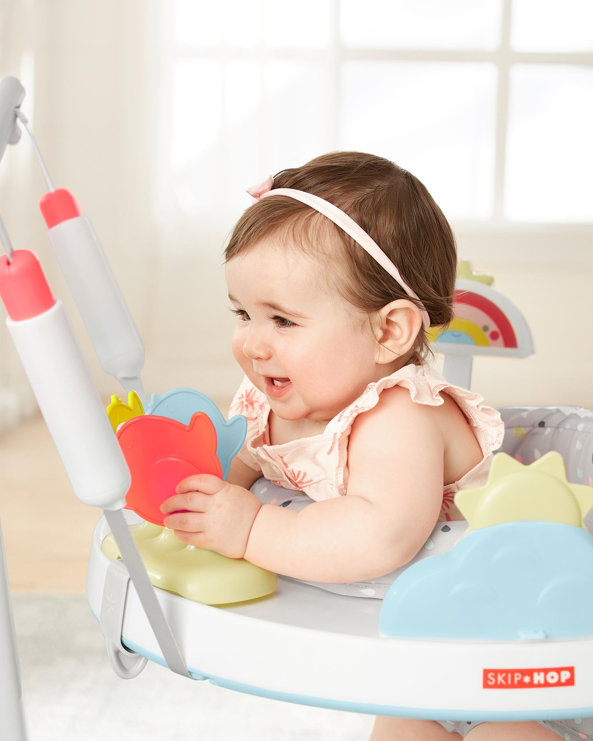 Skip Hop 2-in-1 Baby Activity Center with 20+ Developmental Activities Light-up Musical Piano for Tummy Time Play 4 Clip-on & Moveable Toys and 360-degree Rotating Seat Seascape Age 4m+