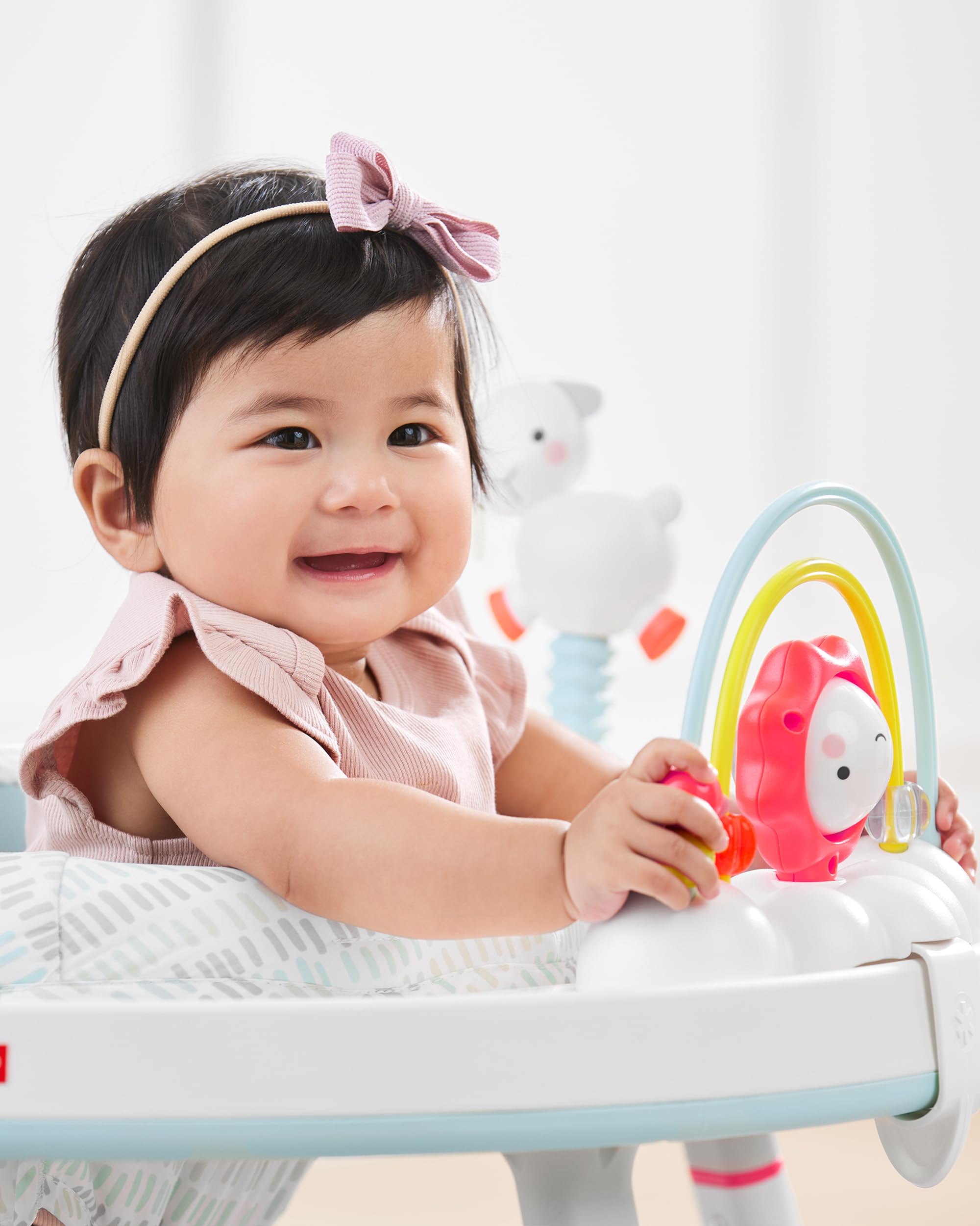 Skip Hop 2-in-1 Baby Activity Center with 20+ Developmental Activities Light-up Musical Piano for Tummy Time Play 4 Clip-on & Moveable Toys and 360-degree Rotating Seat Seascape Age 4m+