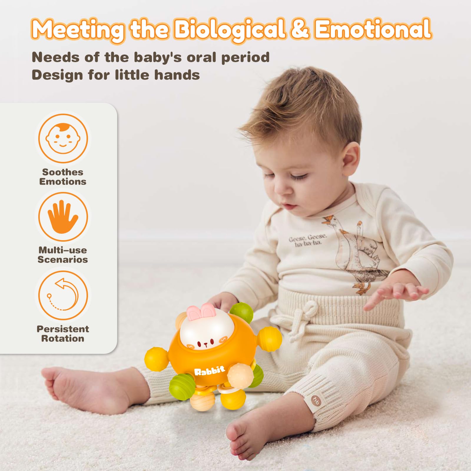 Baby Montessori Sensory Teething Toy 0-6 6-12 Months, Teether Ball & Rattle | 12 Textured Silicone Teething Ball, BPA Free, Easy to Hold, Infant Developmental Toys for 3 6 9 12 Months, Newborn Gifts