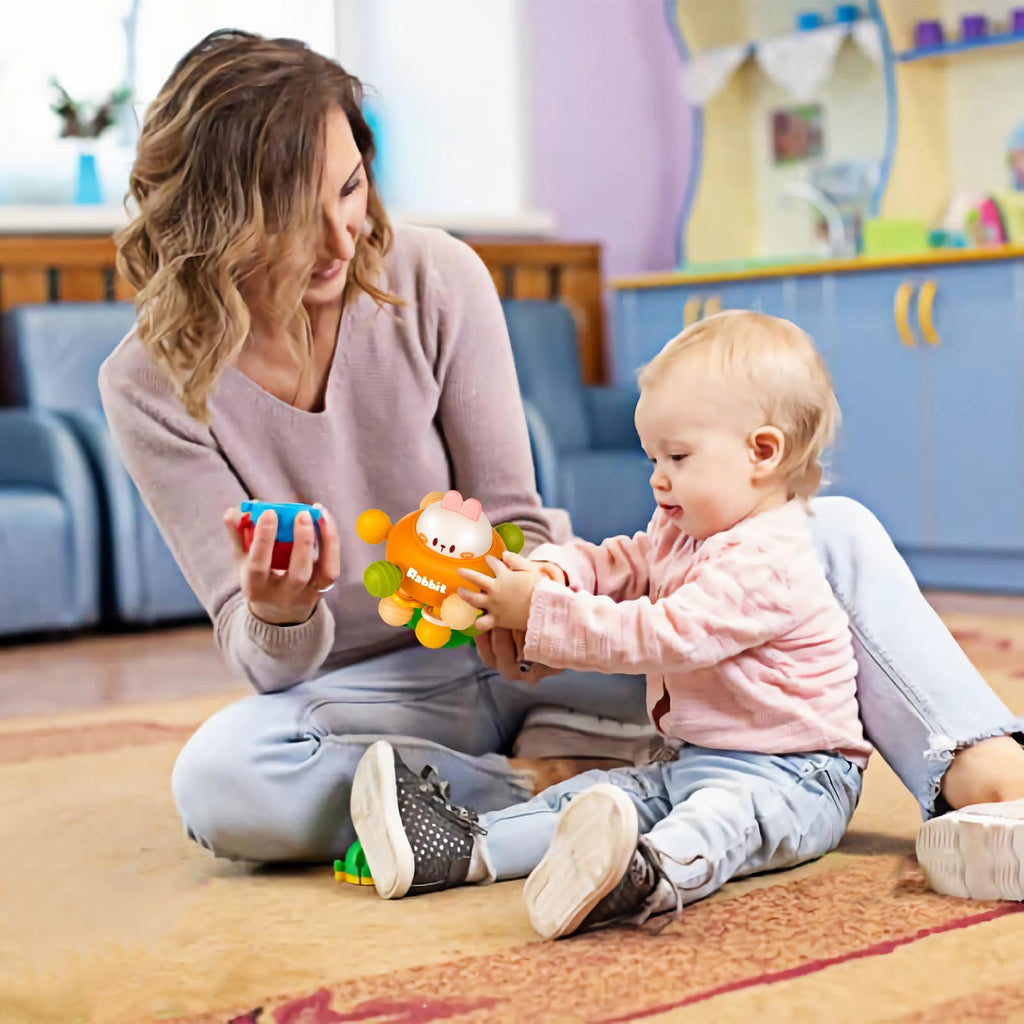 Baby Montessori Sensory Teething Toy 0-6 6-12 Months, Teether Ball & Rattle | 12 Textured Silicone Teething Ball, BPA Free, Easy to Hold, Infant Developmental Toys for 3 6 9 12 Months, Newborn Gifts
