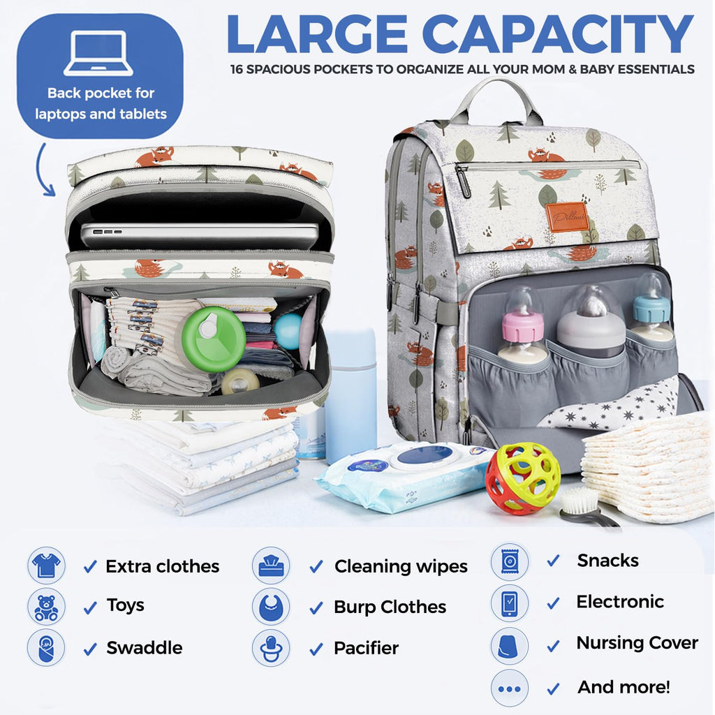 Baby Diaper Bag Backpack - Baby Bag for Girls & Boys, Large Waterproof Diaper Backpack - Baby Shower Gifts for Boys & Registry Must Haves - Travel Diaper Bags with Changing Pad - Newborn Stuff