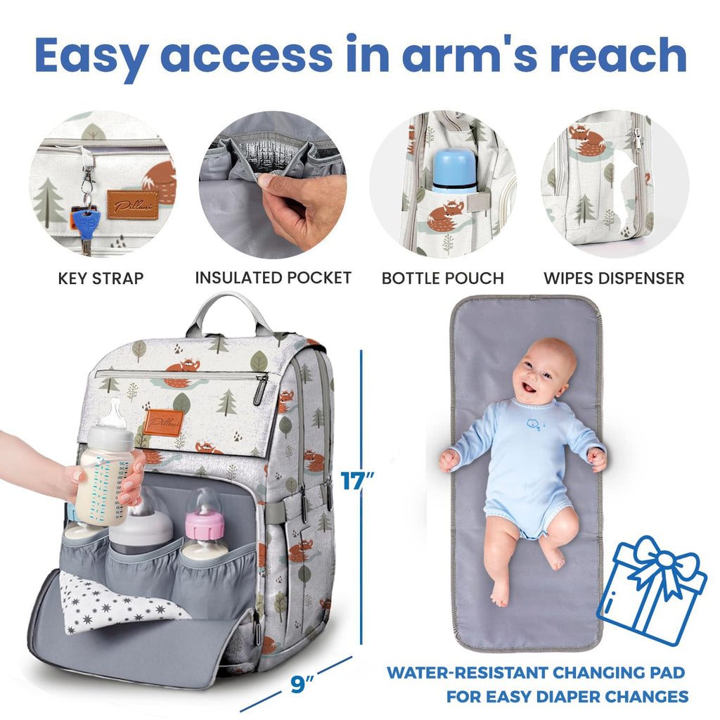 Baby Diaper Bag Backpack - Baby Bag for Girls & Boys, Large Waterproof Diaper Backpack - Baby Shower Gifts for Boys & Registry Must Haves - Travel Diaper Bags with Changing Pad - Newborn Stuff