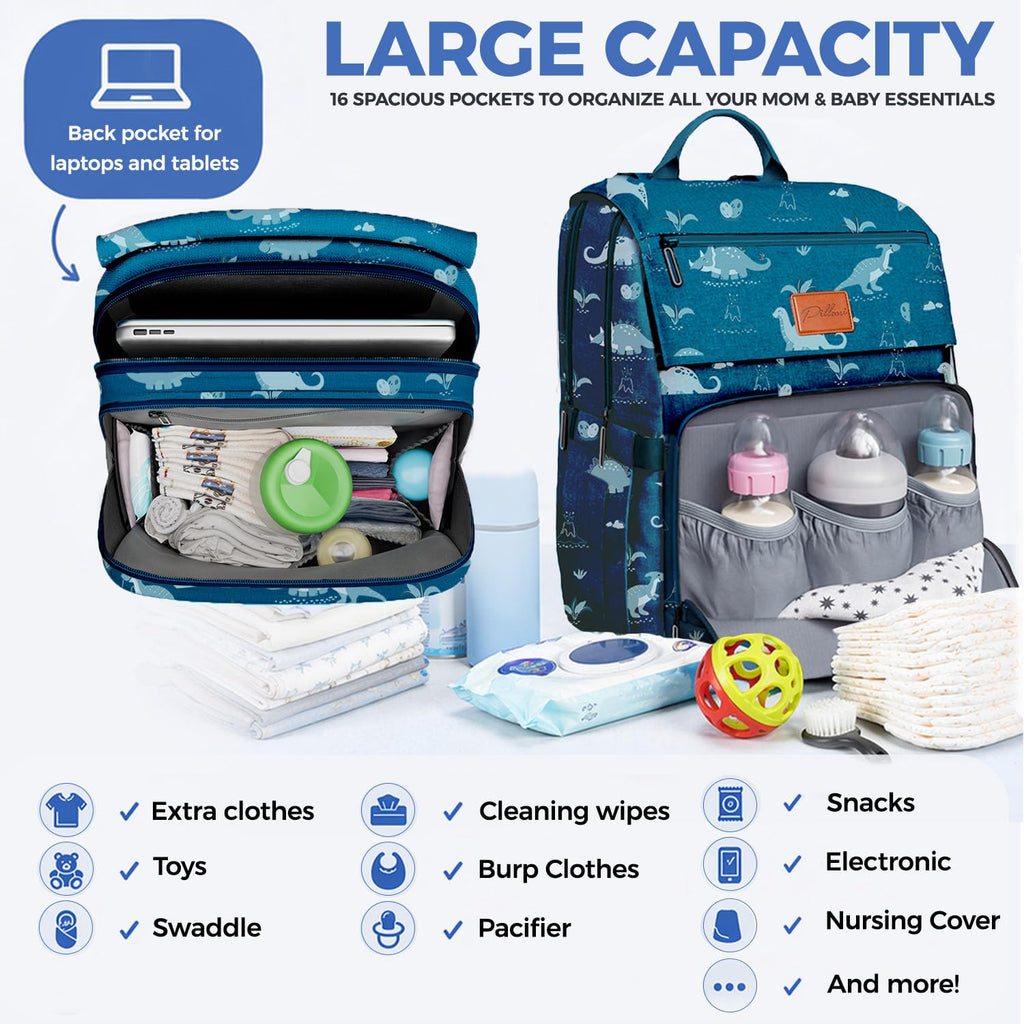 Baby Diaper Bag Backpack - Baby Bag for Girls & Boys, Large Waterproof Diaper Backpack - Baby Shower Gifts for Boys & Registry Must Haves - Travel Diaper Bags with Changing Pad - Newborn Stuff