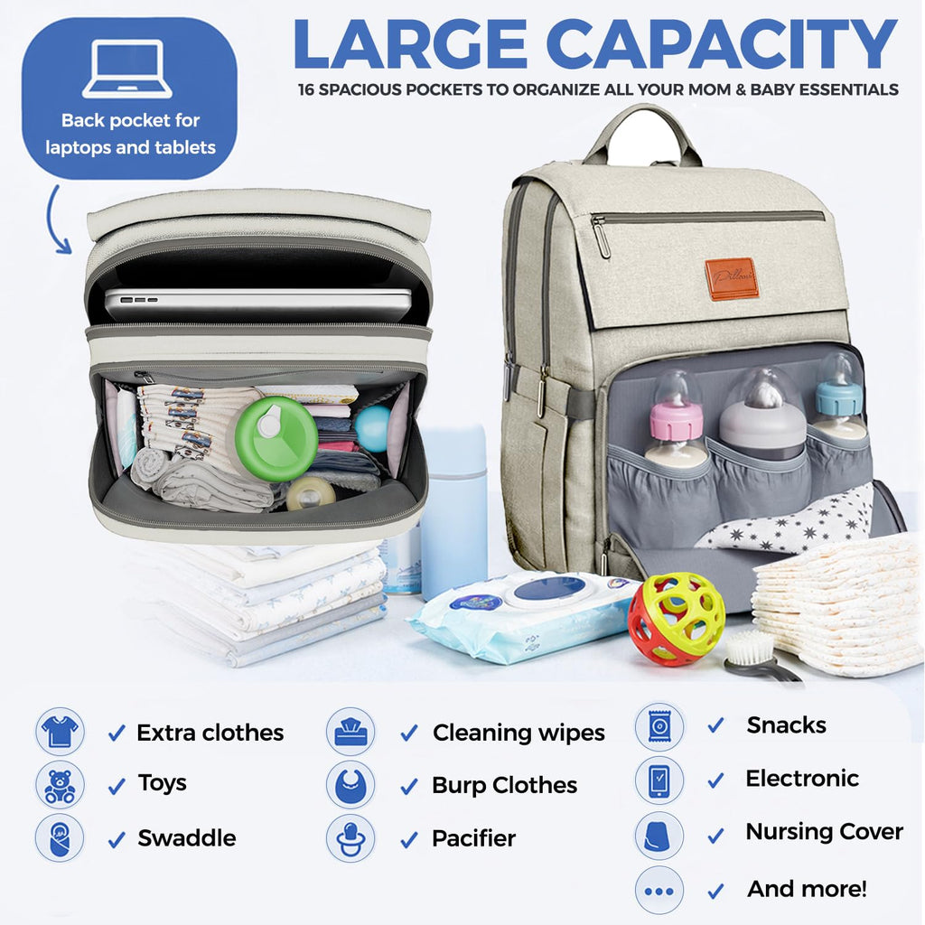 Baby Diaper Bag Backpack - Baby Bag for Girls & Boys, Large Waterproof Diaper Backpack - Baby Shower Gifts for Boys & Registry Must Haves - Travel Diaper Bags with Changing Pad - Newborn Stuff