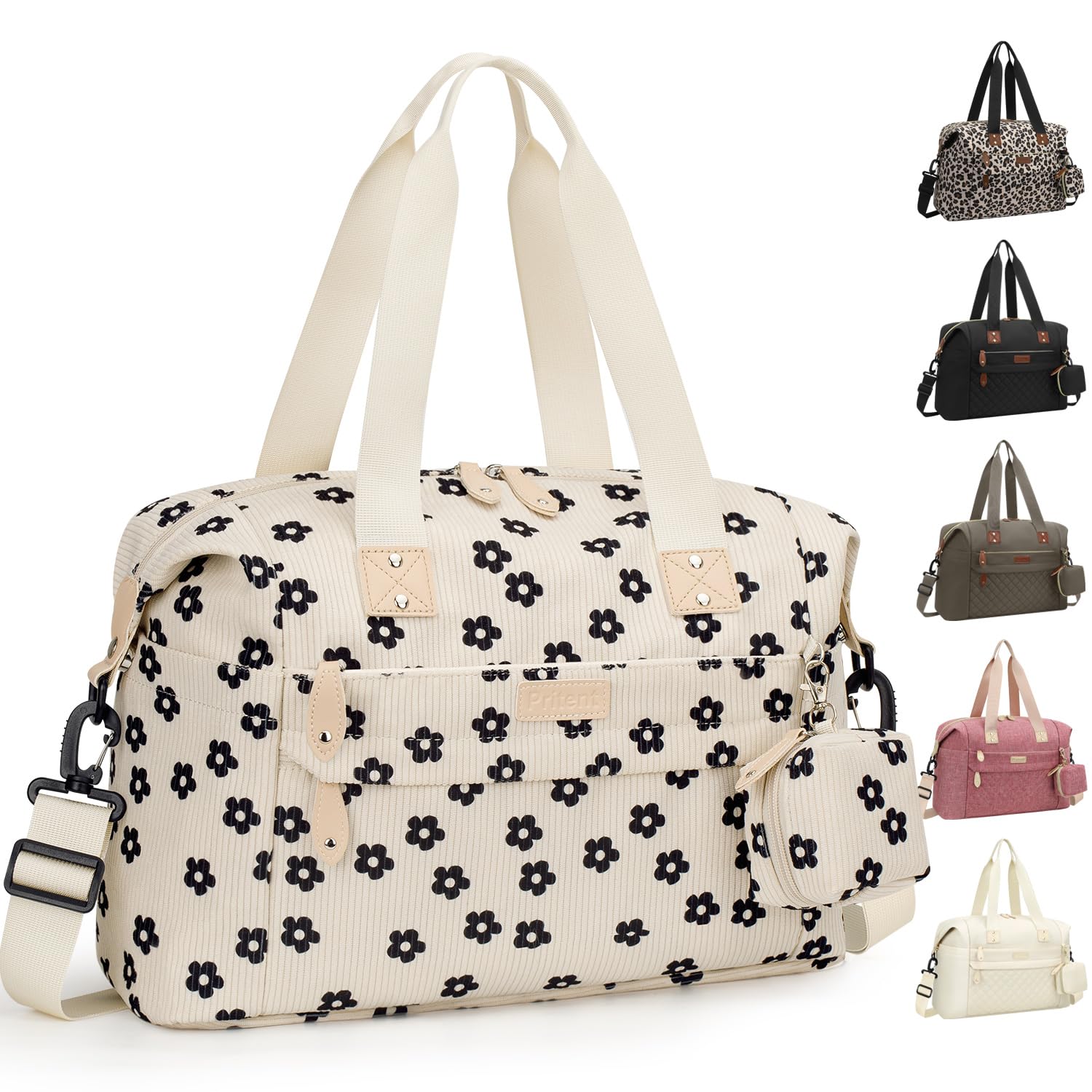 Pritent Diaper Bag Tote Waterproof Maternity Baby Bags with Pacifier Case | M-Black,Removable Shoulder Strap, Stroller Clips,Insulated Pocket,for Mom & Dad, Travel, Maternity, Labor and Delivery