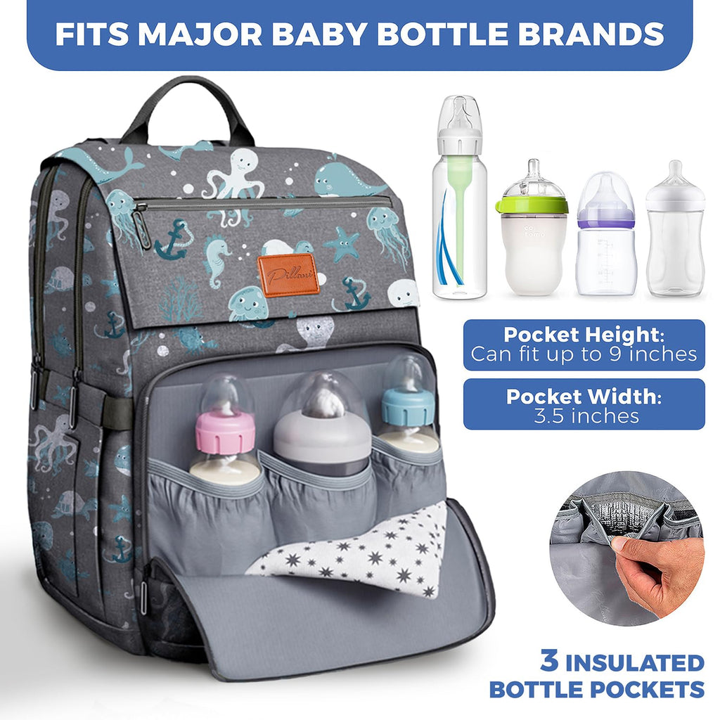 Baby Diaper Bag Backpack - Baby Bag for Girls & Boys, Large Waterproof Diaper Backpack - Baby Shower Gifts for Boys & Registry Must Haves - Travel Diaper Bags with Changing Pad - Newborn Stuff