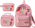 Personalized Kids Backpack, Custom Corduroy Backpack with Cotton Rope Name | Toddler Backpack for Girls Boys, Daycare Preschool Kindergarten Bag, Optional Lunch Bag & Pencil Case, Back to School Gift