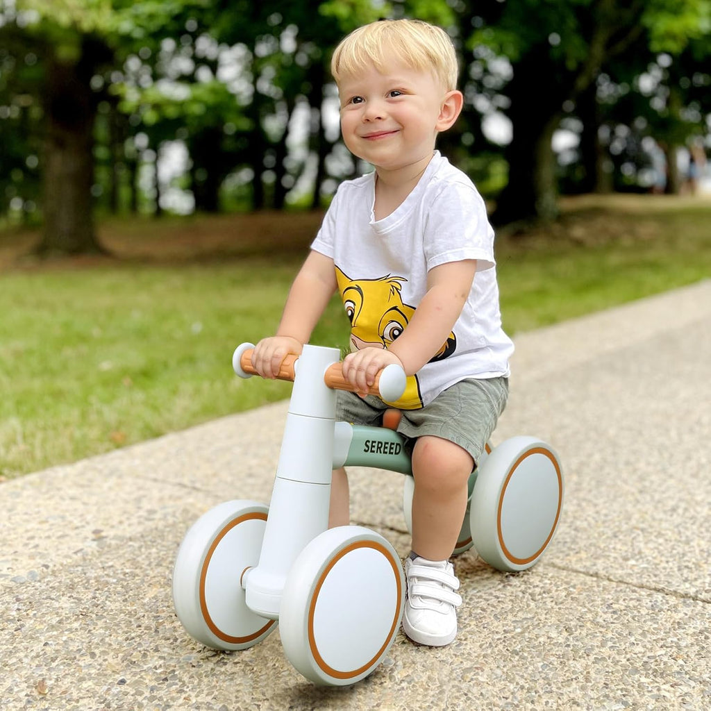 SEREED Baby Balance Bike for 1 Year Old Boy Girl, First Birthday Gift Toy | 12-24 Months Toddler Bike, First Learning Ride on Toys, 4 Silent Wheels Indoor Outdoor Baby Walker, Green