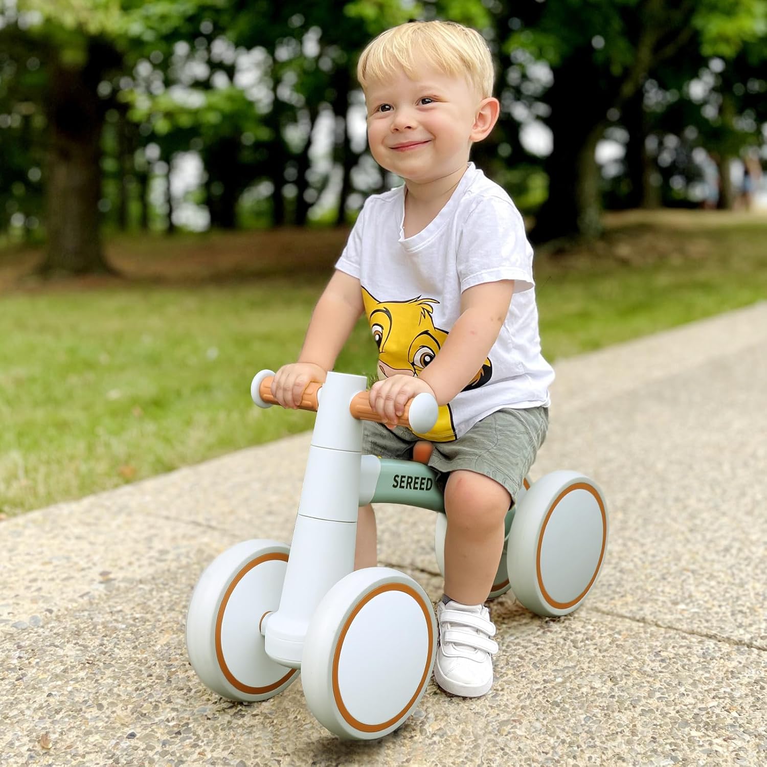 SEREED Baby Balance Bike for 1 Year Old Boy Girl, First Birthday Gift Toy | 12-24 Months Toddler Bike, First Learning Ride on Toys, 4 Silent Wheels Indoor Outdoor Baby Walker, Green