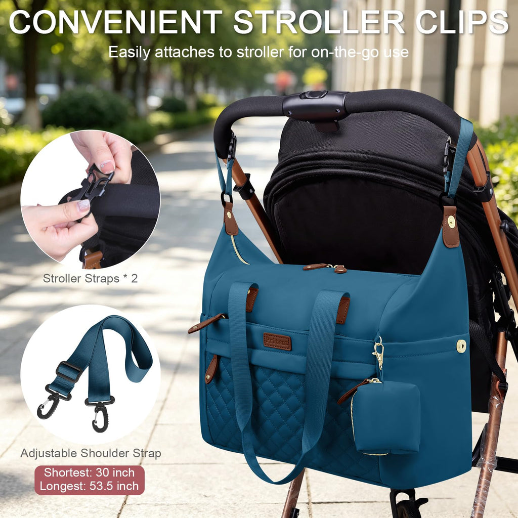 Pritent Diaper Bag Tote Waterproof Maternity Baby Bags with Pacifier Case | M-Black,Removable Shoulder Strap, Stroller Clips,Insulated Pocket,for Mom & Dad, Travel, Maternity, Labor and Delivery