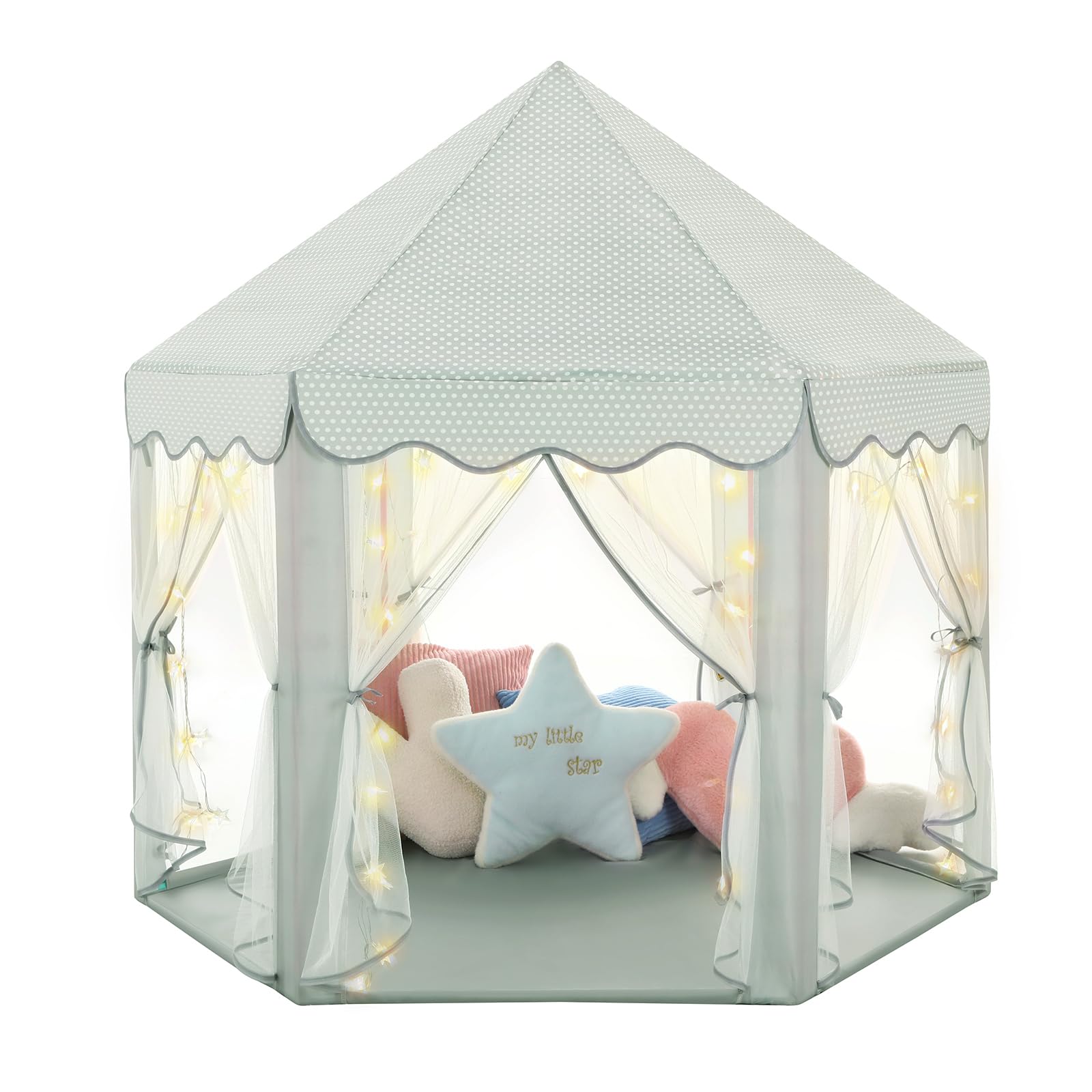 Princess Tent Girls Large Playhouse Kids Castle Play Tent with Star Lights Toy for Children Indoor and Outdoor Games, 55'' x 53'' (DxH)