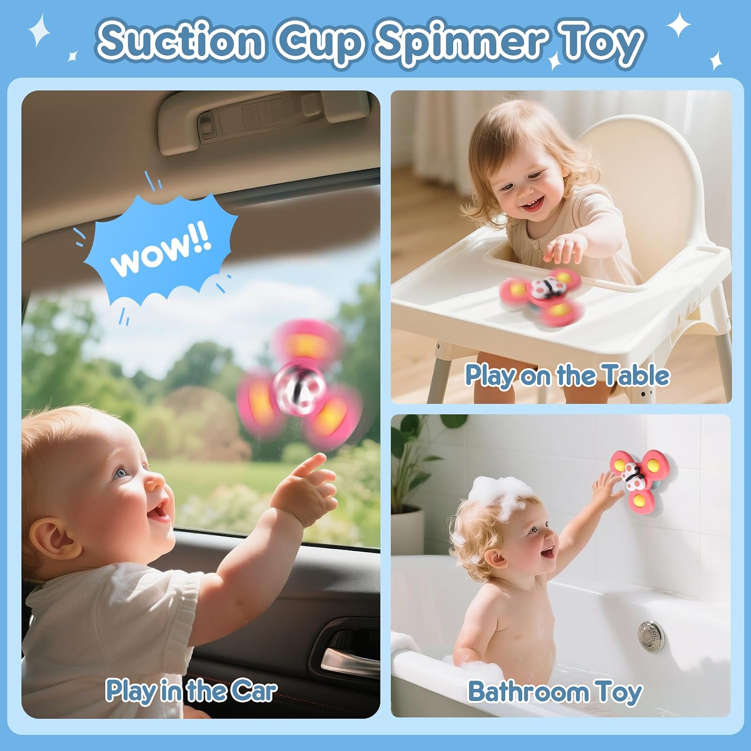 6 in 1 Montessori Baby Toys for 6-12 Months — Pull String Toy, Sensory Bin, Stacking Cups, Tissue Box, Suction Cup Spinner, Stacking Blocks, Infant Gift Set for 1-3 Year Old Boy Girls