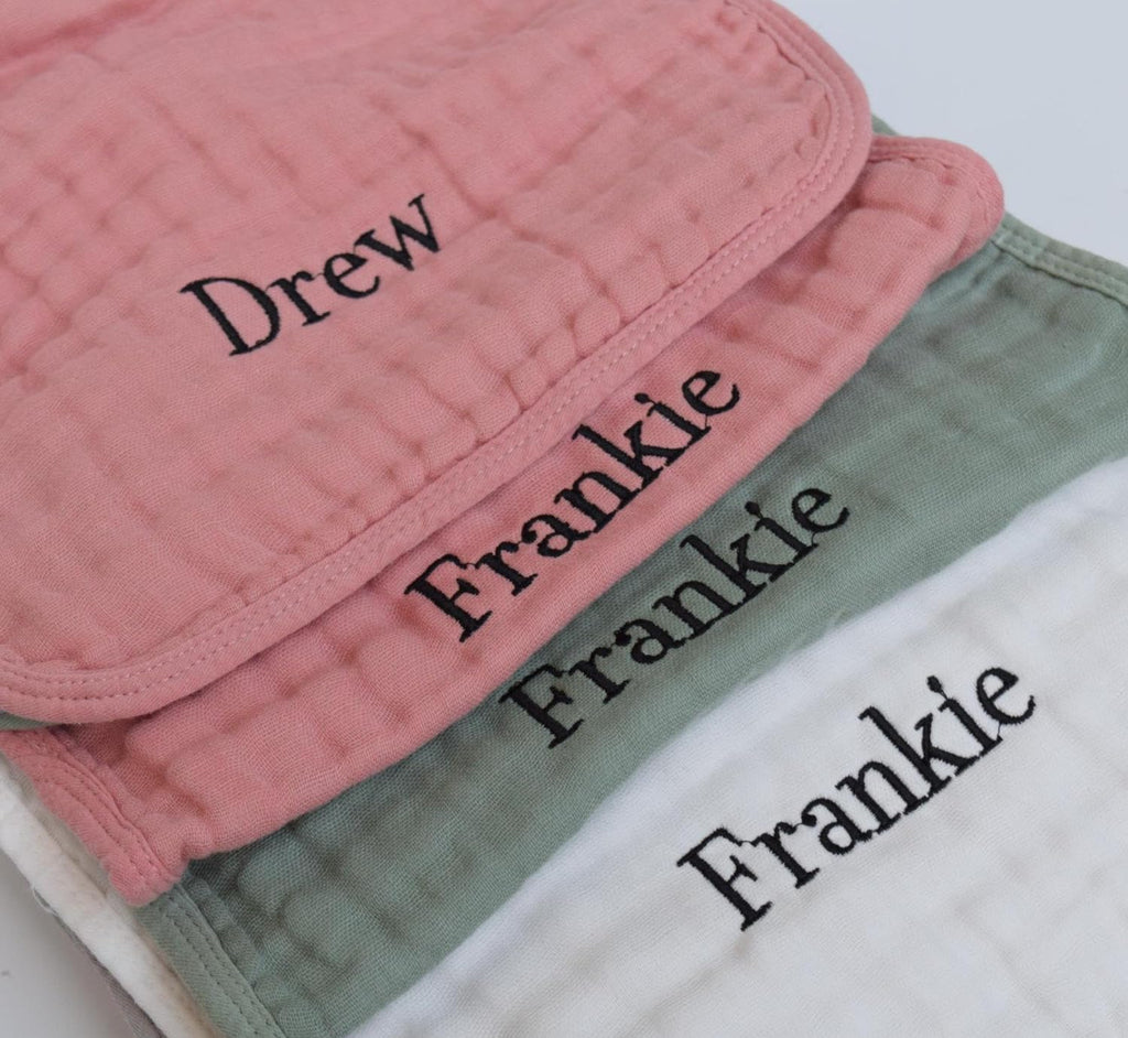 Personalized Muslin Burp Cloths 100% Cotton Baby Washcloths for Boy Girl Baby Essentials 6 Layers Extra Absorbent and Soft Baby Rags for Newborn Registry (20" X10")