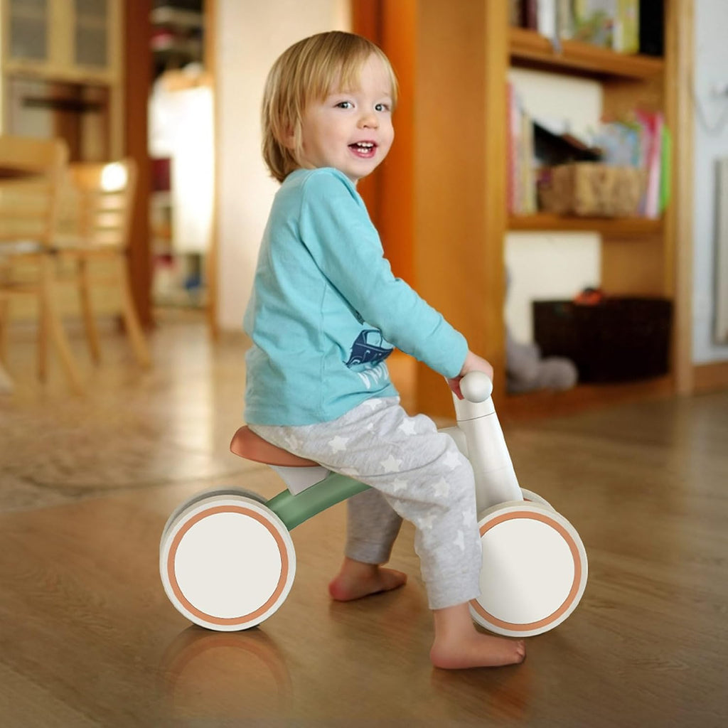SEREED Baby Balance Bike for 1 Year Old Boy Girl, First Birthday Gift Toy | 12-24 Months Toddler Bike, First Learning Ride on Toys, 4 Silent Wheels Indoor Outdoor Baby Walker, Green