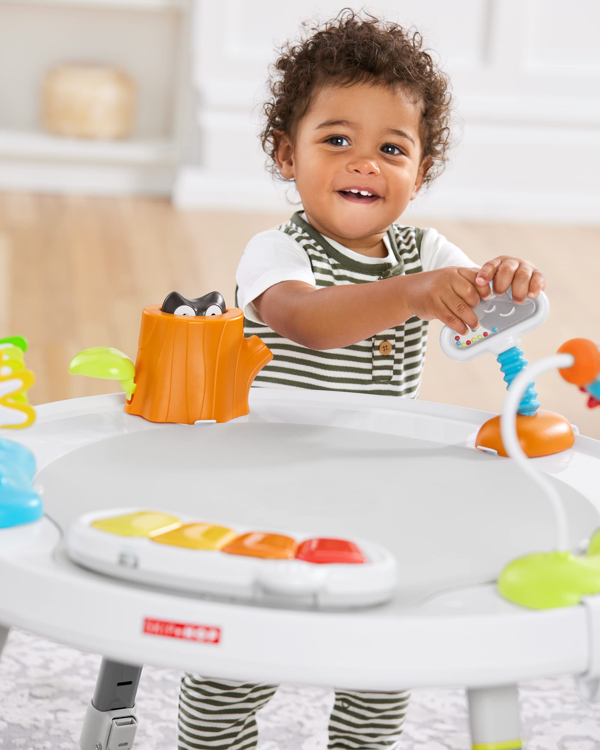 Skip Hop 2-in-1 Baby Activity Center with 20+ Developmental Activities Light-up Musical Piano for Tummy Time Play 4 Clip-on & Moveable Toys and 360-degree Rotating Seat Seascape Age 4m+