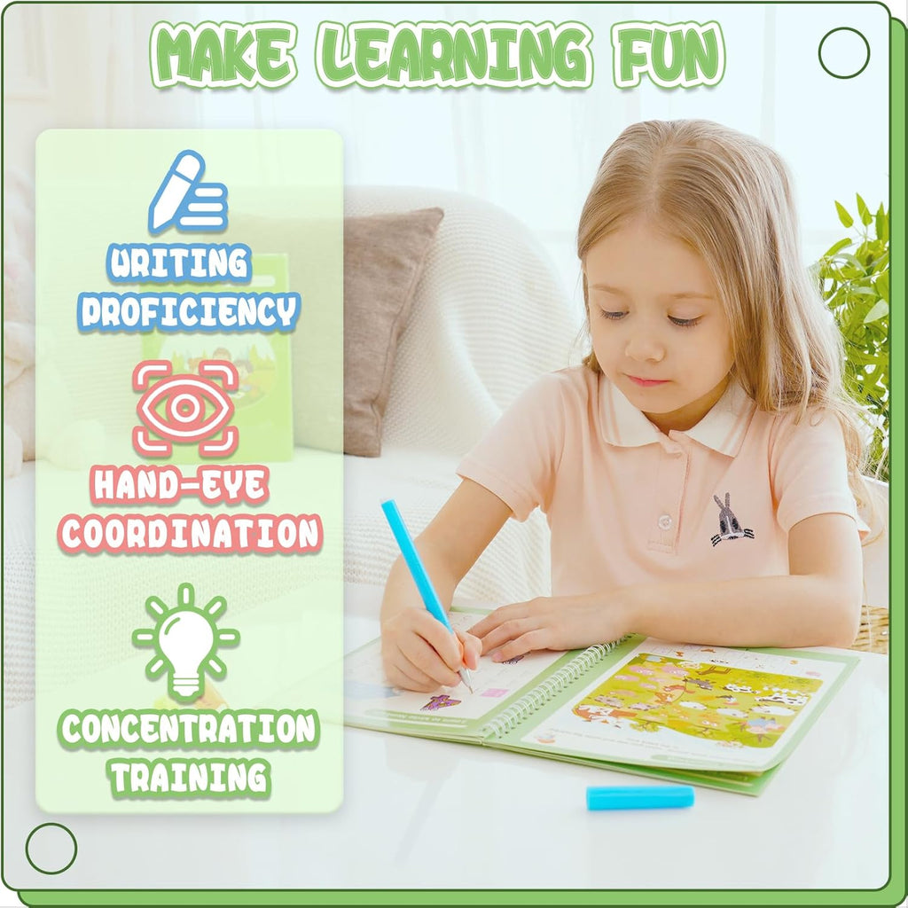 Reusable Grooved Handwriting Workbooks,Magic Copybook,Magic Writing Practice copy books, to help children improve their handwriting ink Practice Age 3-8 ​Calligraphy for kids(Character edition)