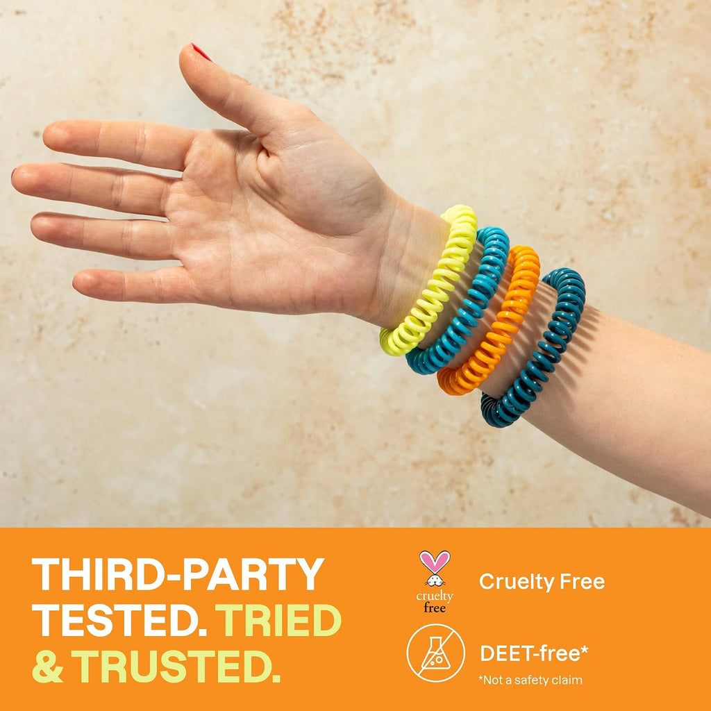 Cliganic 10 Pack Mosquito Repellent Bracelets for Adults & Kids - Natural DEET-Free Bands, Individually Wrapped