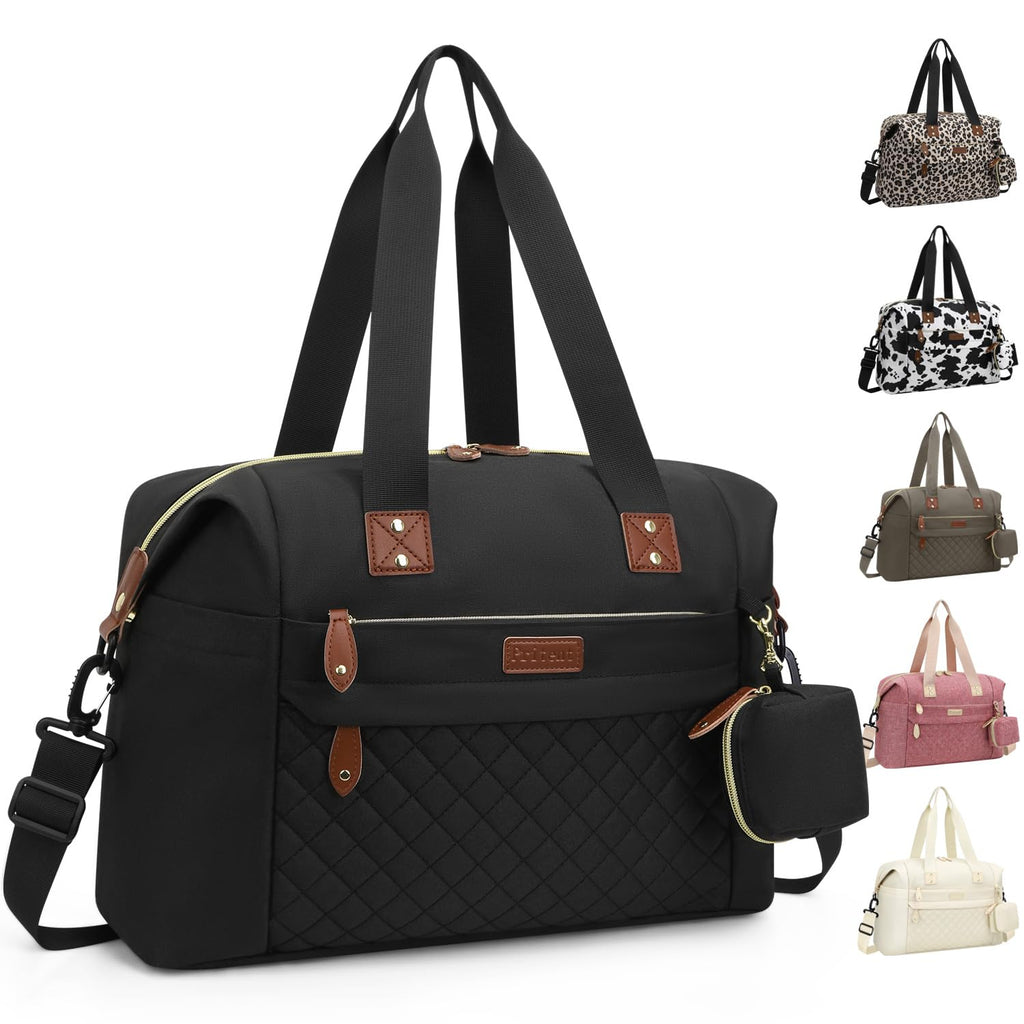 Pritent Diaper Bag Tote Waterproof Maternity Baby Bags with Pacifier Case | M-Black,Removable Shoulder Strap, Stroller Clips,Insulated Pocket,for Mom & Dad, Travel, Maternity, Labor and Delivery