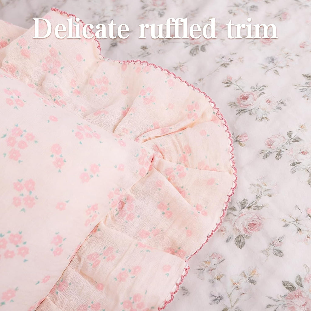 Personalized Embroidered Muslin Toddler Pillowcase with Custom Name | 100% Cotton Ruffle Edge Baby Pillows Cover, Monogram Soft Pillow Case 12"x20" with Envelope Closure Gifts for Kids Boy Girls